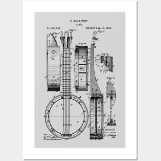 Banjo 1882 Vintage Patent Print Posters and Art